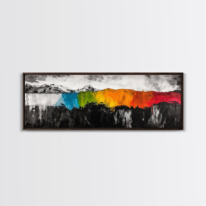 Bold Landscape, Modern Abstract Art, Colorful Mountain Scene, Black and White Contrast, Nature Inspired Home Decor, Canvas Print