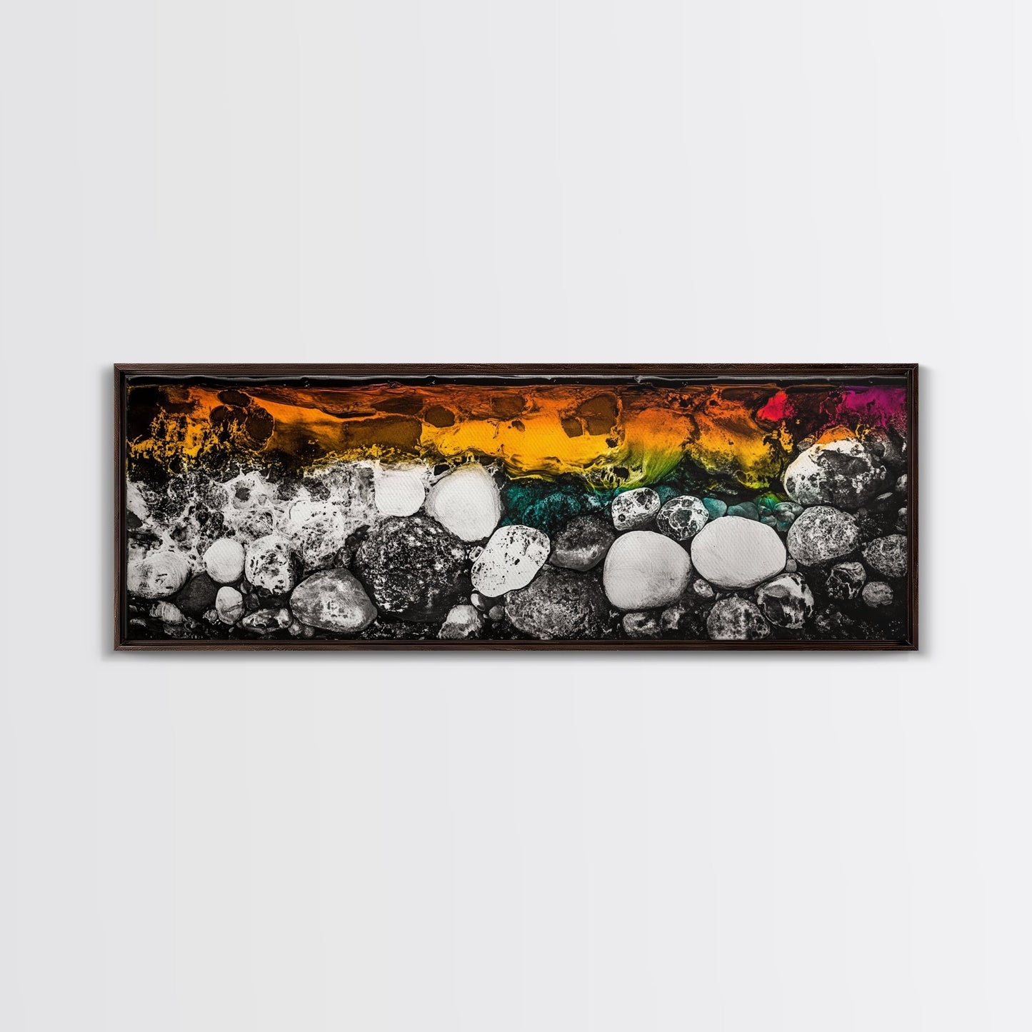 Abstract Stones, Modern Art, Vibrant Wall Decor, Canvas Print, Black White Orange, Office Art, Contemporary Home Decor, Large Wall Art