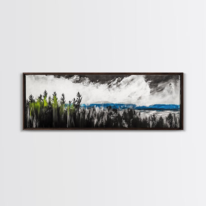 Dark Seascape, Moody Ocean, Coastal Wall Art, Framed Canvas Print, Nautical Decor, Modern Black and White, Ocean Horizon, Stormy Sky