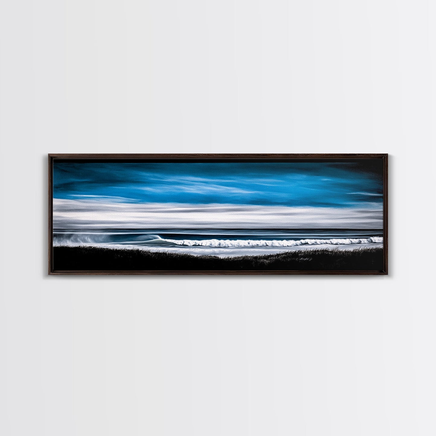 Ocean Wave, Coastal Seascape, Framed Canvas Print, Nautical Wall Art, Beach House Decor, Blue Wave Painting, Living Room Artwork, Minimalist Art