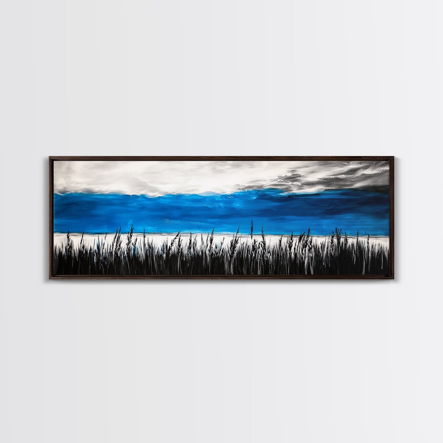 Tall Grass, Ocean View, Tranquil Horizon, Canvas Print, Coastal Landscape, Minimalist Art, Living Room Wall Art, Beach Home Decor