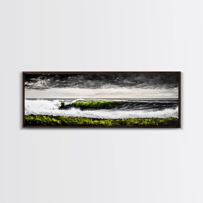 Ocean Wave, Coastal Wall Art, Black and White Print, Framed Canvas Print, Nautical Decor, Surf Art, Modern Home Decor