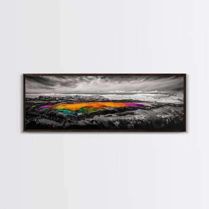 Vibrant Ocean Rock, Colorful Pool, Dramatic Sky, Canvas Print, Abstract Seascape, Modern Wall Art, Unique Art Piece, Living Room Decor