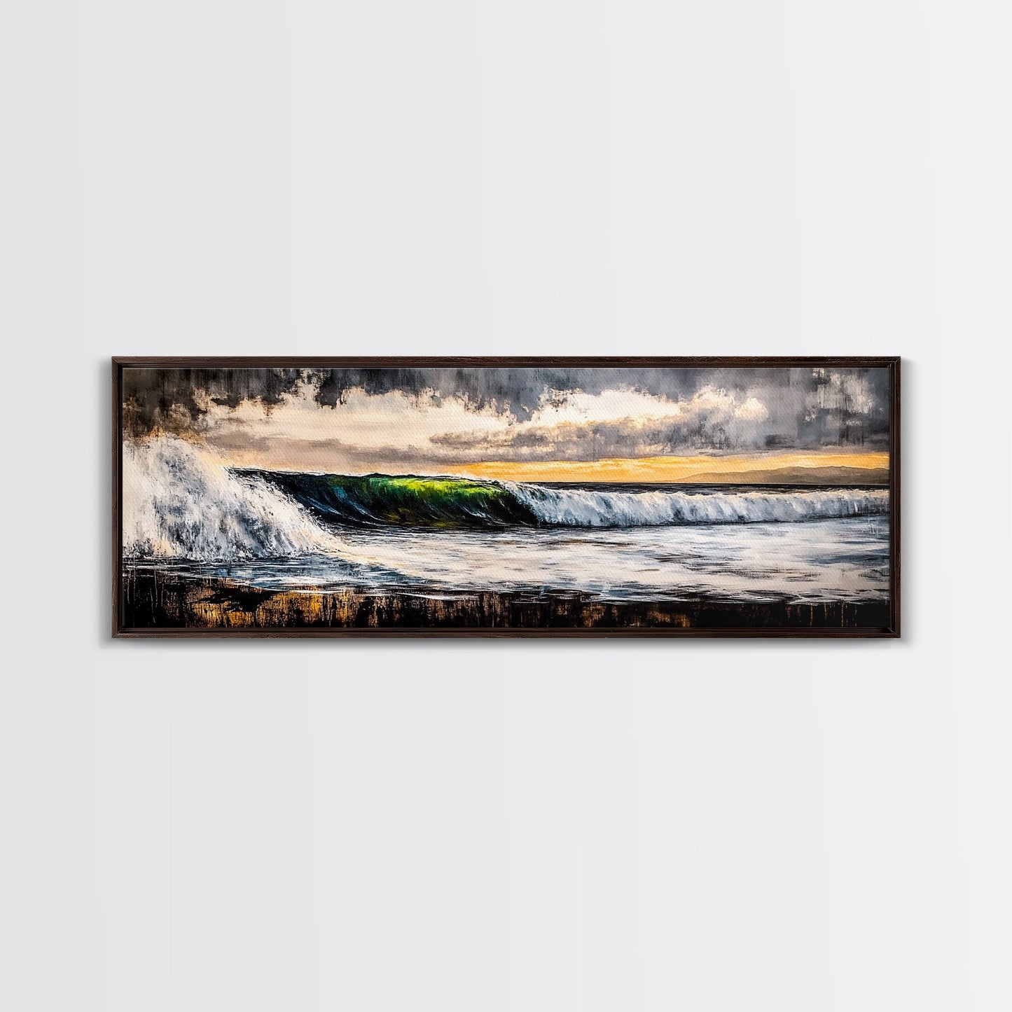 Sunset Ocean Wave, Dramatic Seascape Art, Coastal Home Decor, Bold Nature Painting, Tropical Wall Art, Beach House Canvas Print