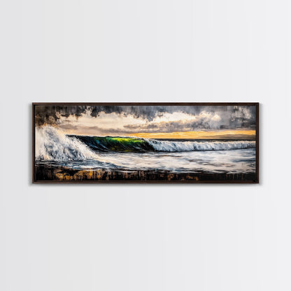 Sunset Ocean Wave, Dramatic Seascape Art, Coastal Home Decor, Bold Nature Painting, Tropical Wall Art, Beach House Canvas Print