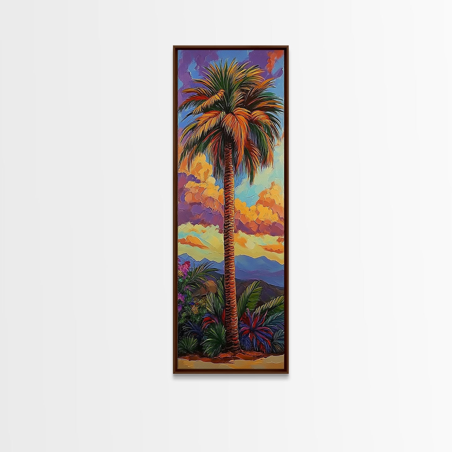 Palm, Tree, Sunset, Tropics - Canvas Print, Tropical Wall Decor, Vibrant Boho Art, Island Vibes, Living Room Accent, Palm Tree Painting