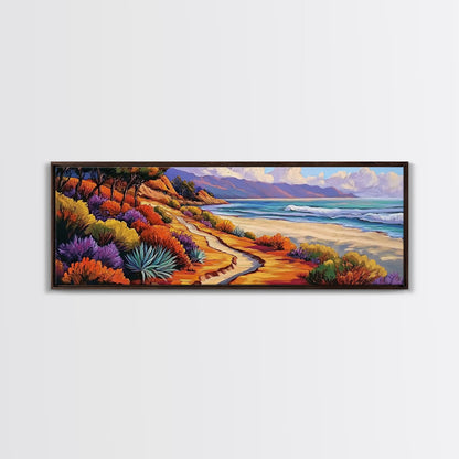 Ocean Pathway, Coastal Trail, Colorful Beach Art, Canvas Print, Seaside Landscape Wall Art, Hallway Decor, Impressionist Style Painting