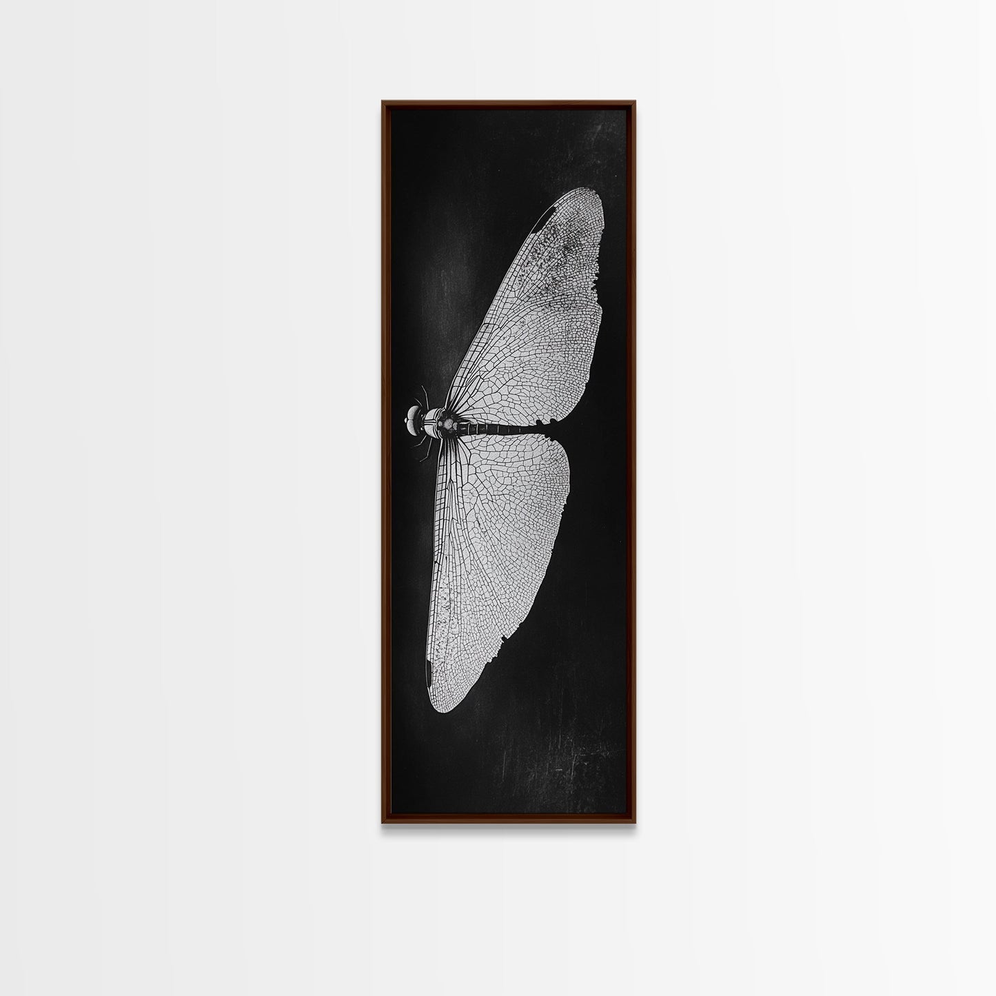 Dragonfly Wings Macro, Nature Insect Print, Detailed Bug Art, Minimalist Scientific Wall Decor, Framed Canvas Print, Study Room Art