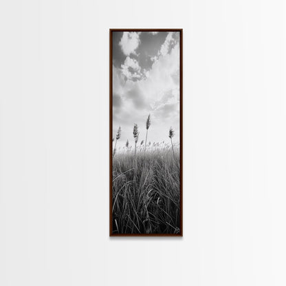 Wild Grass Field, Windswept Plains Scene, Minimalist Nature, Framed Canvas Print, Boho Bedroom Art, Modern Office Wall Art, Rustic Charm
