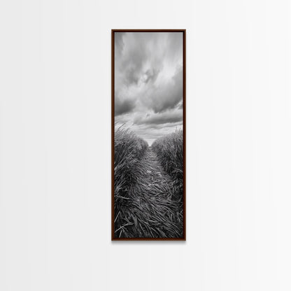 Wheat Field Trail, Countryside Autumn Path, Rustic Farm Landscape, Tranquil Earthy Wall Art, Bedroom or Hallway, Canvas Print