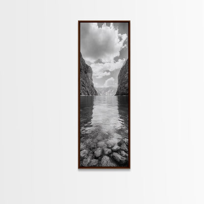 Canyon Lake, Majestic Water, Mountain Reflections, Nature Serenity, Minimalist Art, Canvas Print, Living Room Wall Art, Adventure Vibes