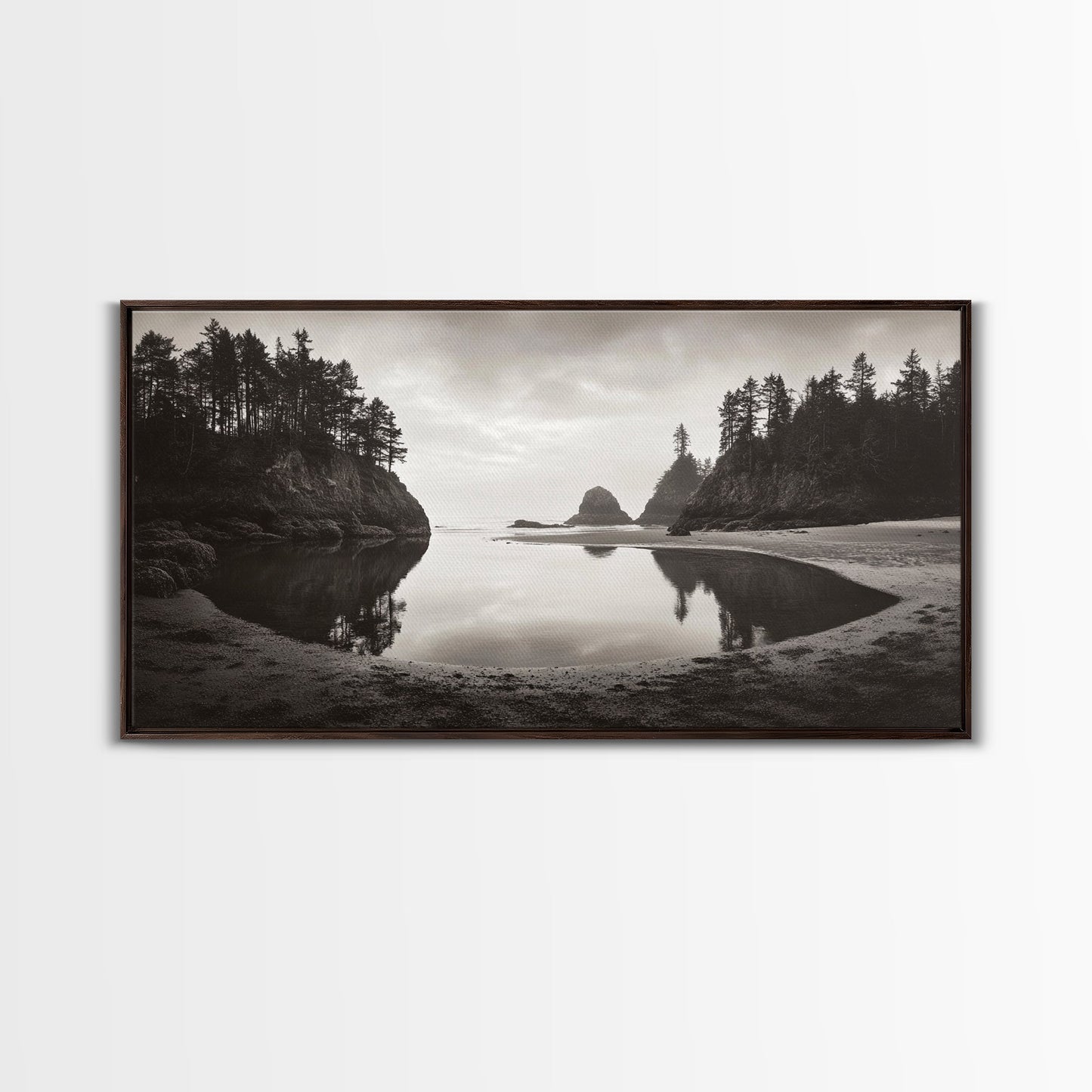 Tranquil Cove View, Forest Meets Ocean, Pacific Northwest Art, Canvas Print, Living Room Wall Art, Nature Photography, Calm Aesthetic