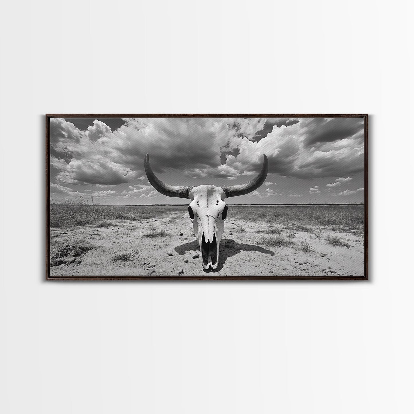 Cow Skull, Desert Bones, Wild West Skull, Country Vibe Decor, Canvas Print, Western Wall Art, Rustic Bedroom or Hallway Accent