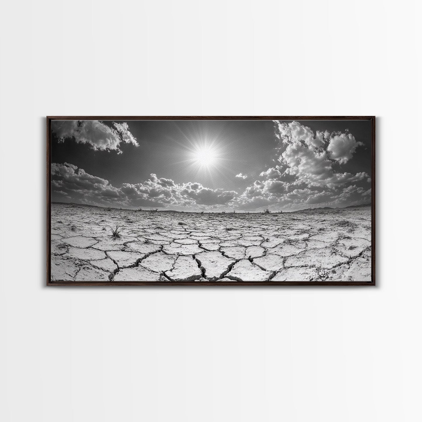 Cracked Earth Sun, Desert Landscape, Dramatic Sky, Canvas Print, Southwestern Decor, Fall Wall Art, Earth Tones Rustic Home Accent