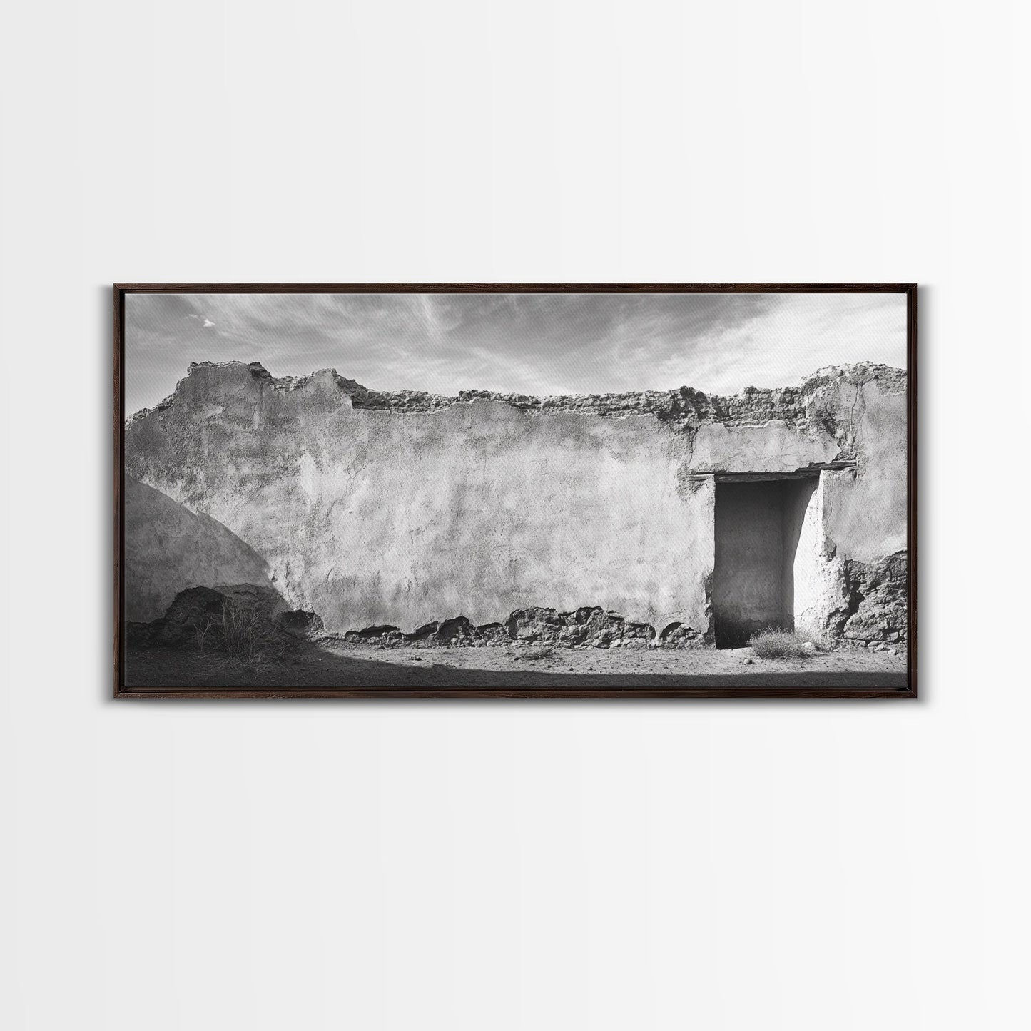 Adobe Wall, Desert Door, Rustic Texture, Framed Canvas Print, Southwest Wall Art, Neutral Earth Tones, Boho Western Living Room Decor