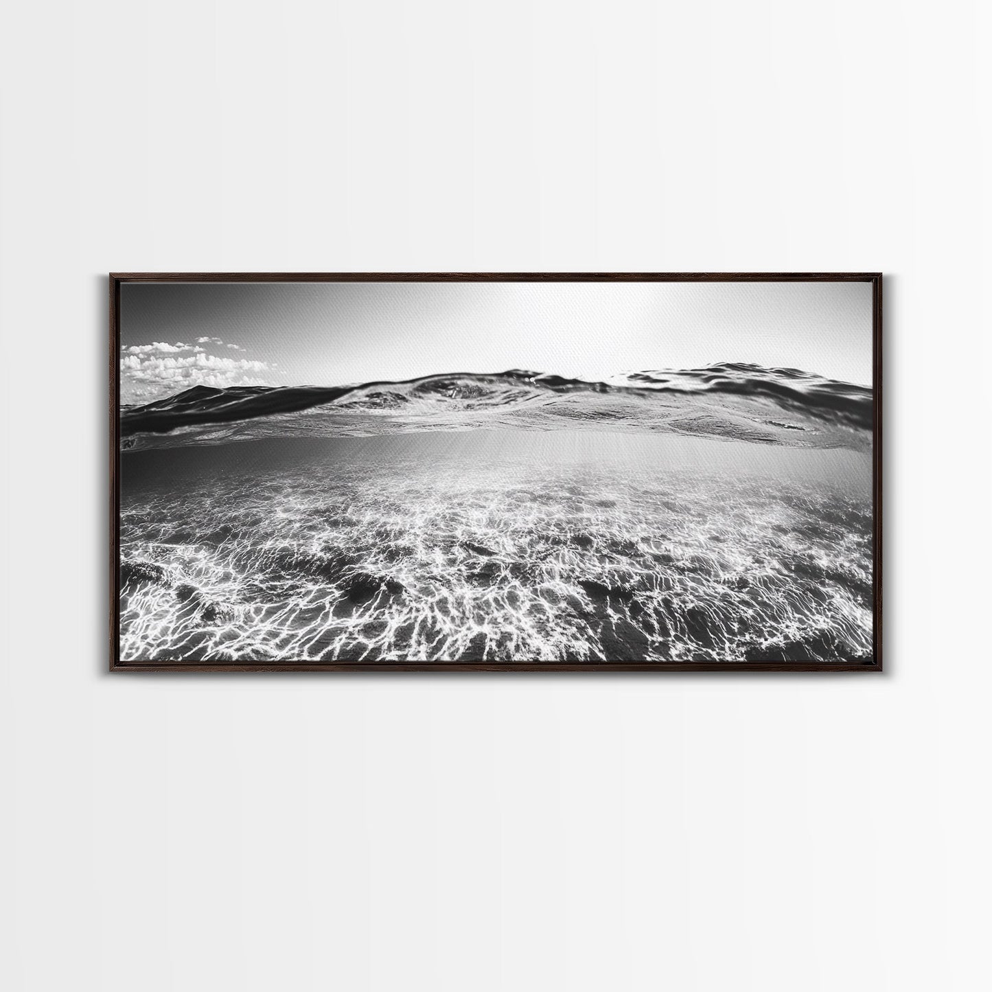 Ocean Surface, Sunlit Water, Sea Ripple, Underwater Light, Canvas Print, Modern Beach Art, Bathroom Wall Decor, Coastal Vibes