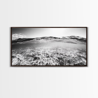 Ocean Surface, Sunlit Water, Sea Ripple, Underwater Light, Canvas Print, Modern Beach Art, Bathroom Wall Decor, Coastal Vibes