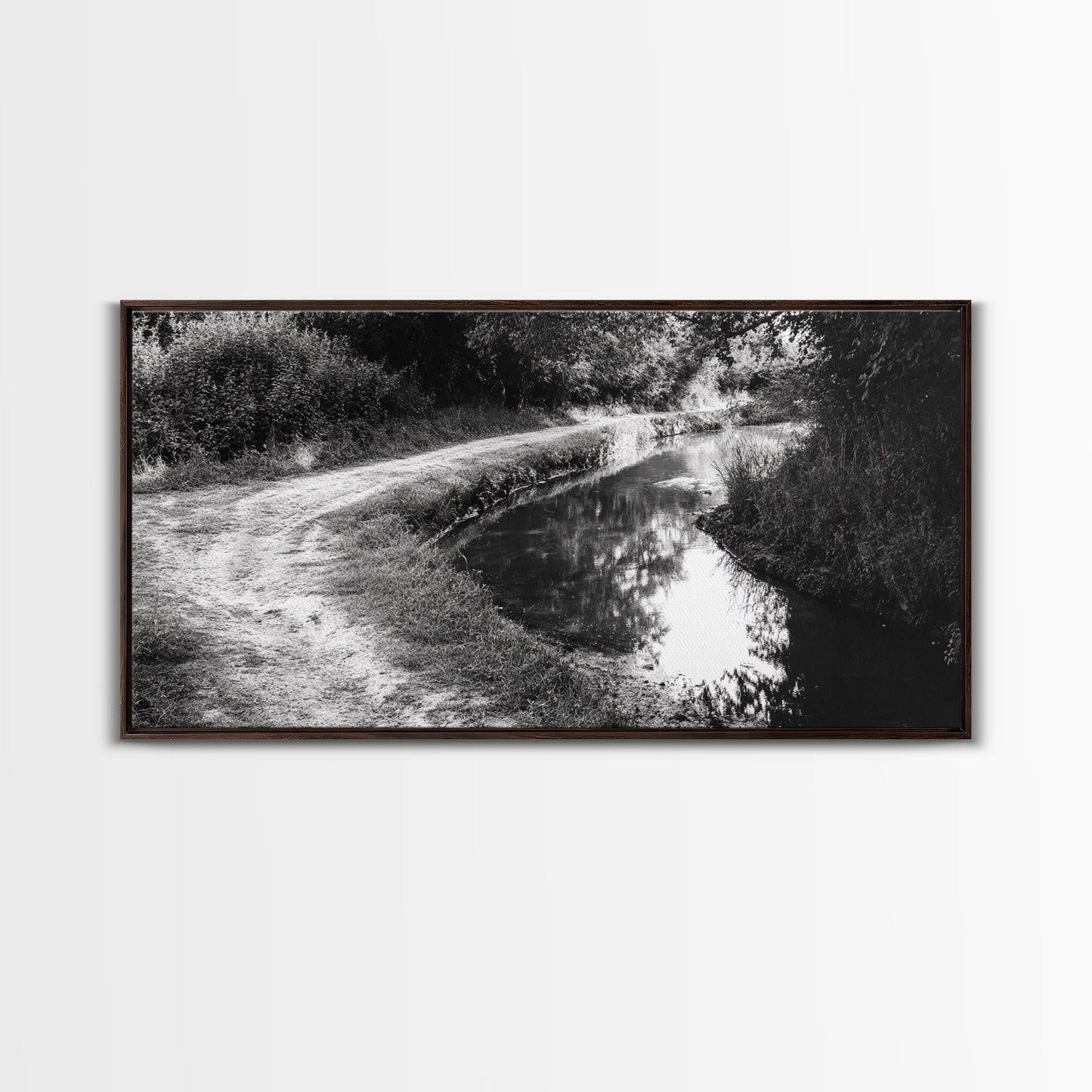 River Bend Trail, Peaceful Water Path, Tranquil Forest Landscape, Nature-Inspired Rustic Decor, Autumn Wall Art, Canvas Print