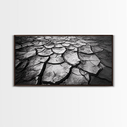 Cracked Earth Texture, Nature Closeup, Desert Minimalism, Earth Tone Art, Canvas Print, Rustic Home Decor, Fall Entryway Wall Art
