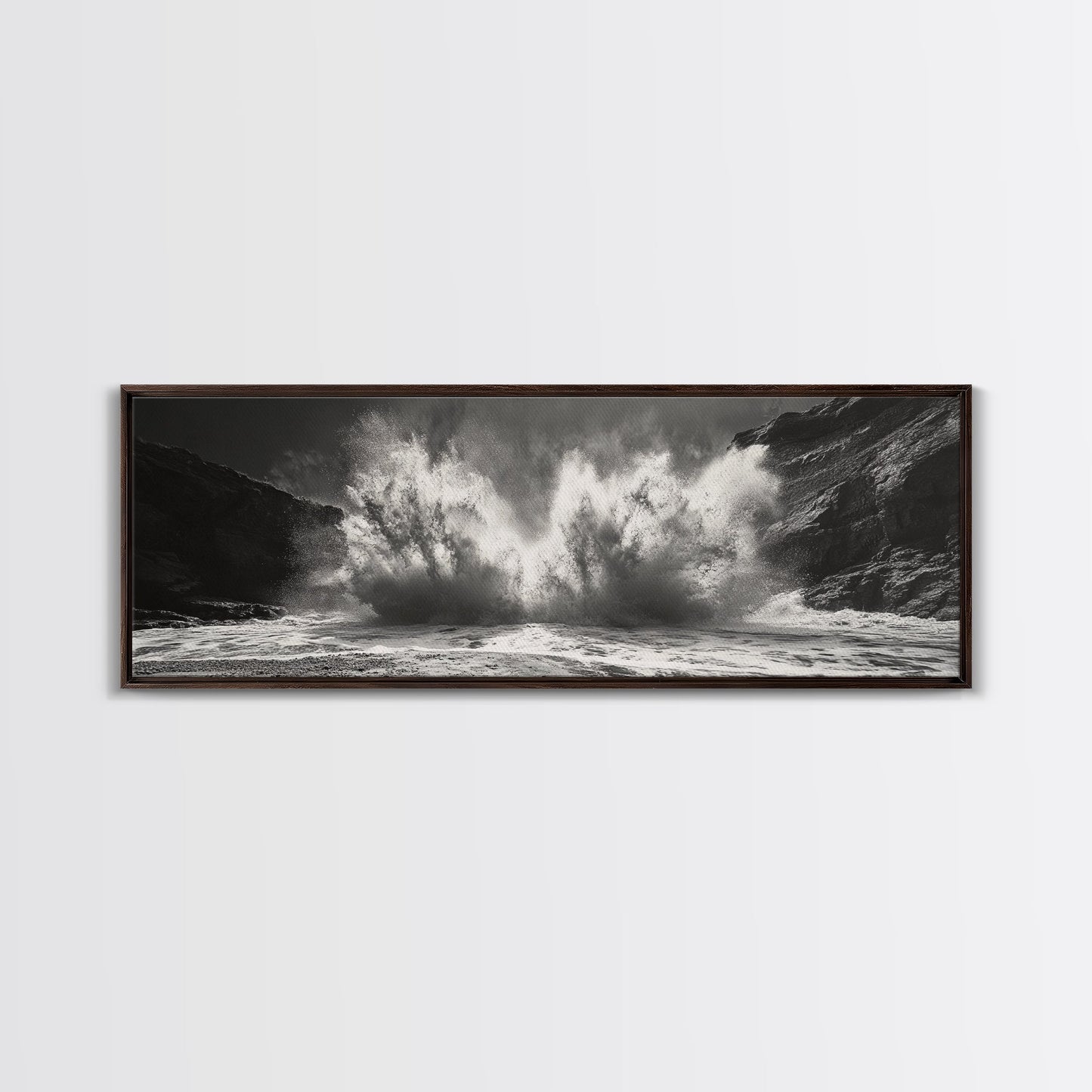 Ocean Splash, Powerful Wave Crash, Coastal Energy Wall Art, Framed Canvas Print, Modern Beach House Decor, Dynamic Living Room Art