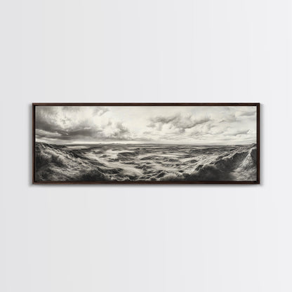 Desert Canyon Scene, Western Landscape, Vast Horizon, Framed Canvas Print, Rustic Wall Art, Neutral Earth Tones, Office Or Living Room