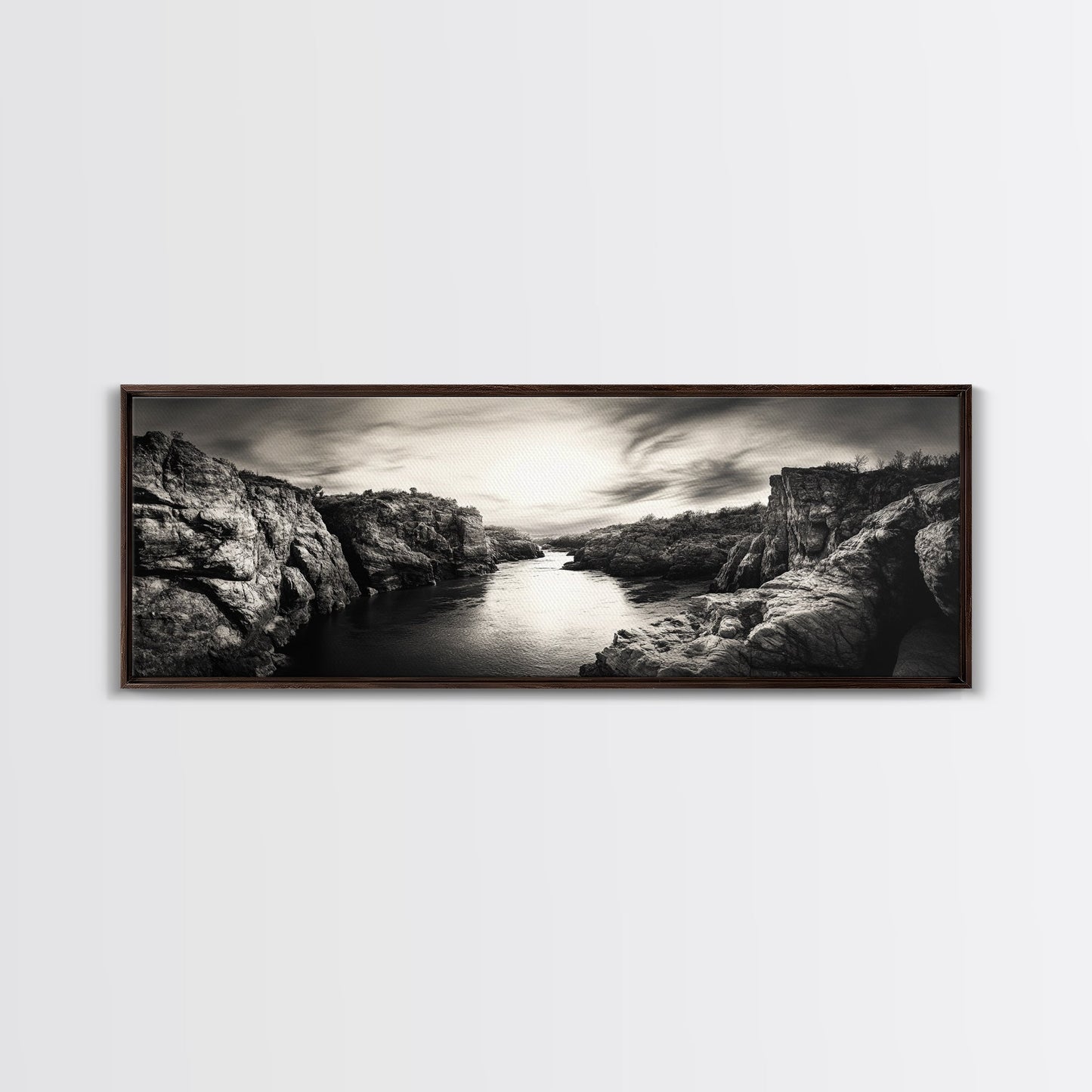 Canyon River Sunset, Dramatic Sky Photography, Nature Scene Art, Framed Canvas Print, Office or Hallway Wall Decor, Bold Earth Tones