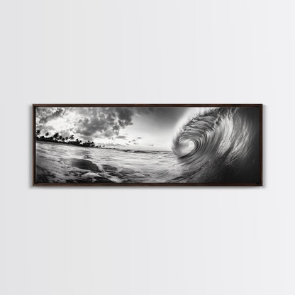 Barrel Wave Curl, Surfer's Dream, Ocean Power, Framed Canvas Print, Coastal Wall Art, Beach House Decor, Surf Photography