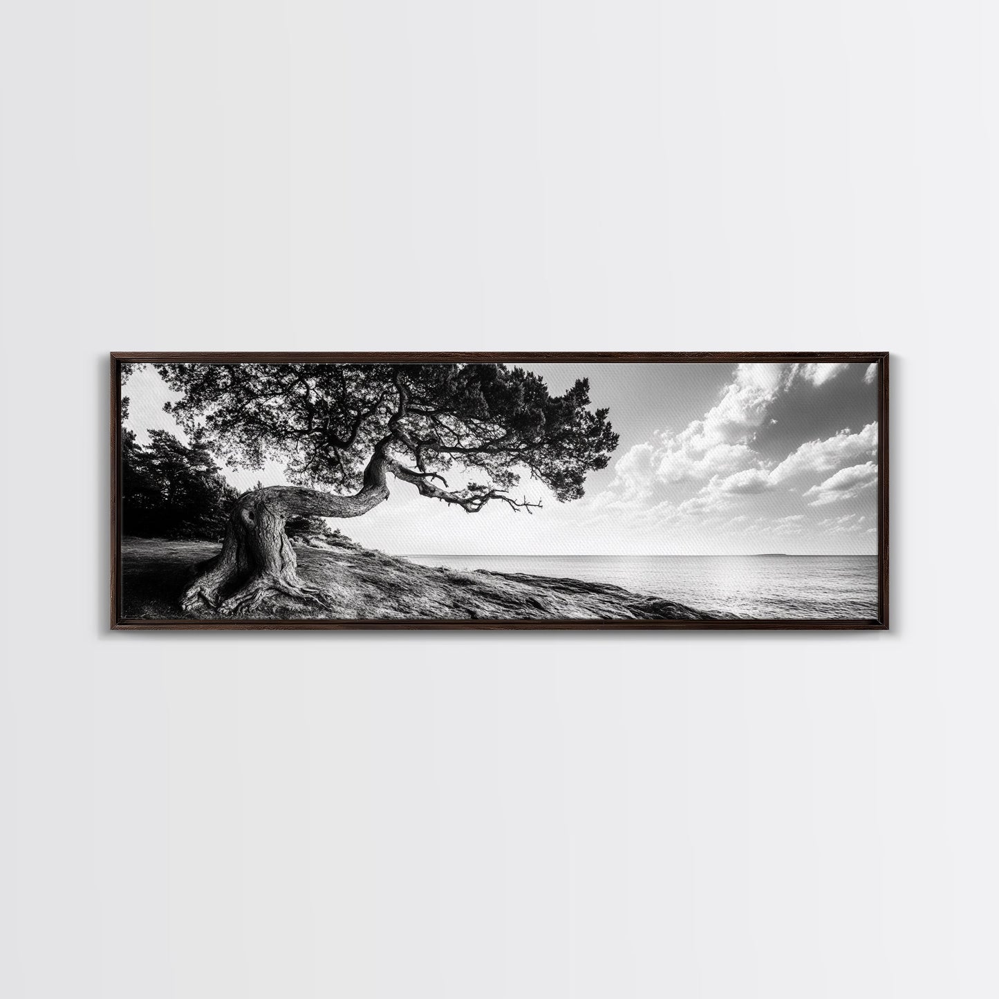 Coastal Tree, Wind Bent, Seaside Beauty, Nautical Serenity, Canvas Print, Nature Wall Art, Minimalist Decor, Coastal Living Room Art