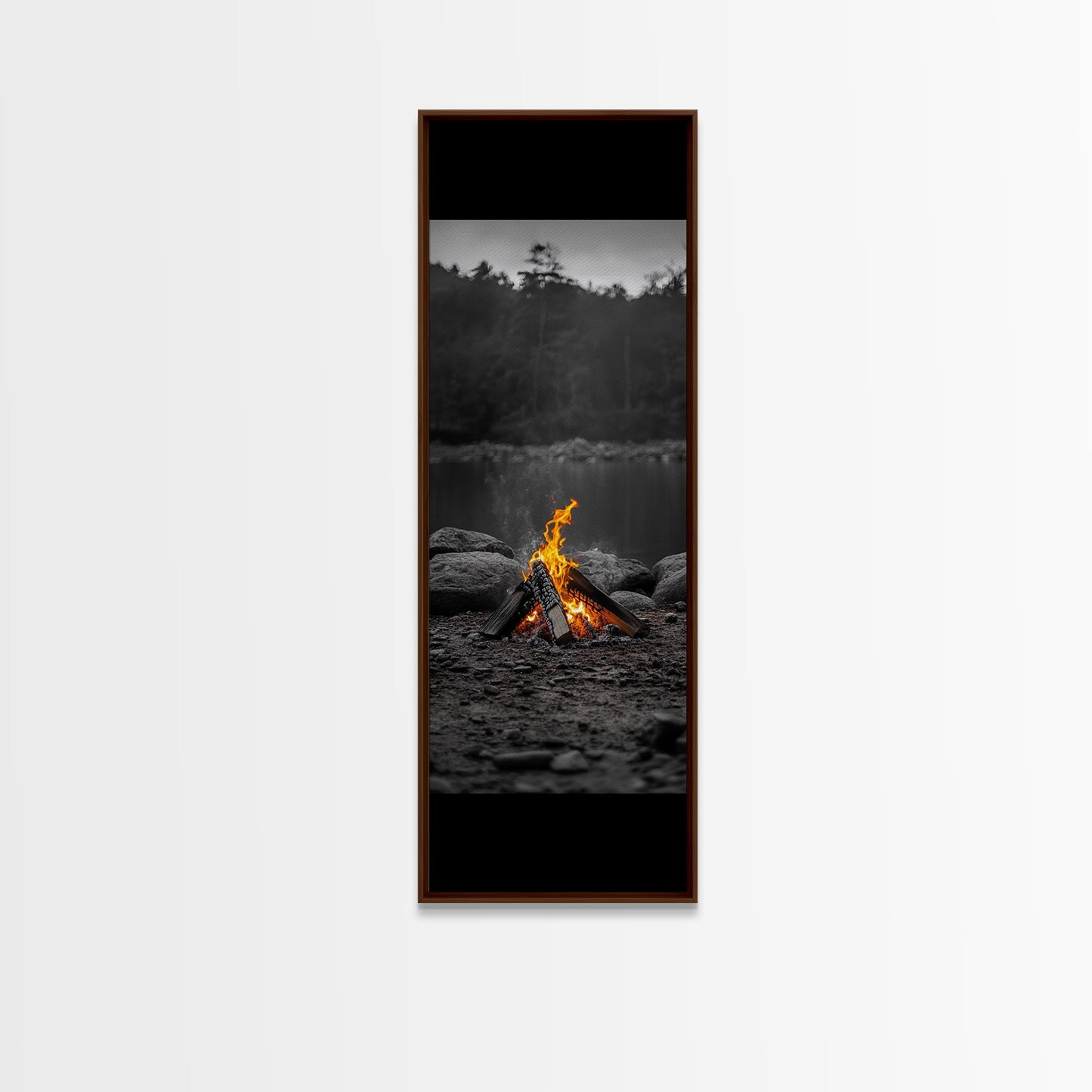 Campfire Serenity, Rustic Landscape, Outdoor Flames, Canvas Print, Cabin Wall Art, Autumn Nature Decor, Adventure Themed Art
