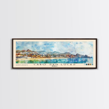 Cabo San Lucas, Mexico Watercolor Print, Vacation Gift, Mexico Wall Art, Beach Painting, Beach Decor, Large Wall Art, Wood Frame Art