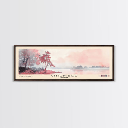Chiemsee, Germany Watercolor Print, Vacation Gift, Germany Wall Art, Beach Painting, Beach Decor, Large Wall Art, Wood Frame Art