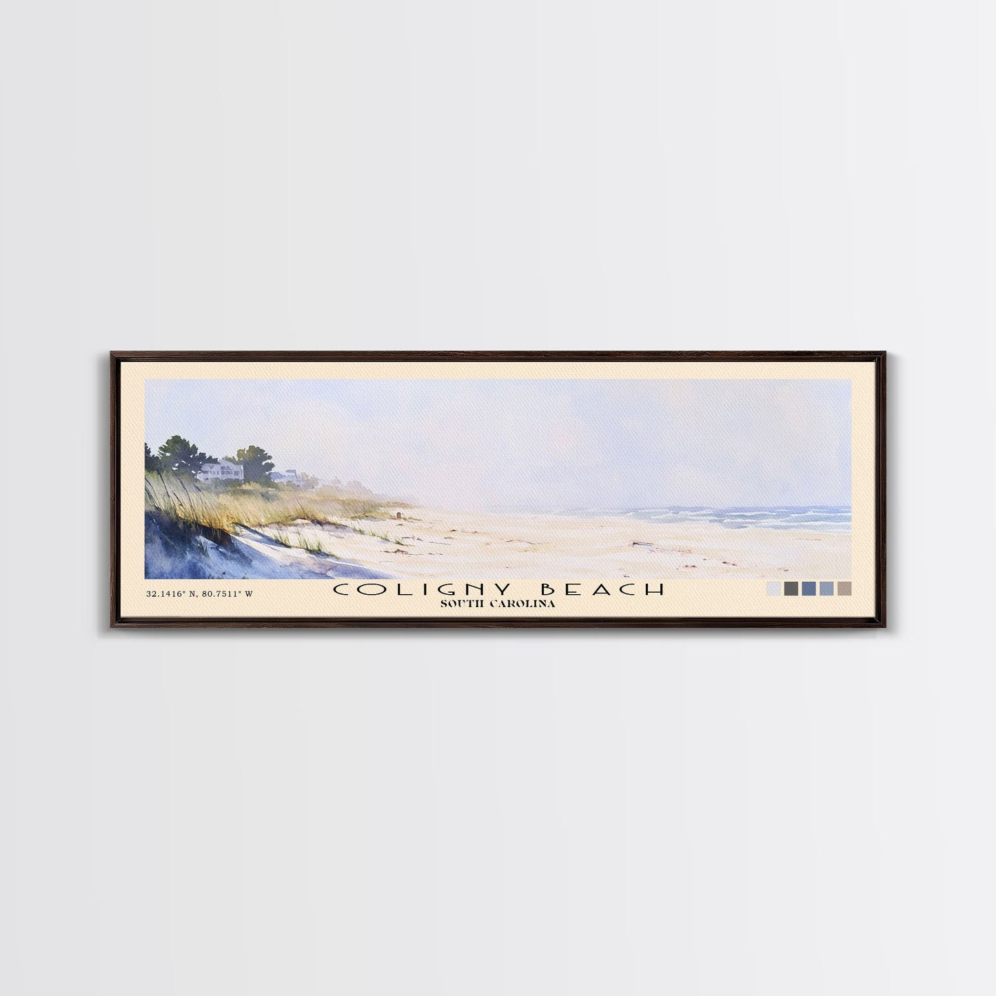 Coligny Beach, South Carolina Watercolor Print, Vacation Gift, South Carolina Wall Art, Beach Painting, Beach Decor, Large Wall Art, Wood Frame Art
