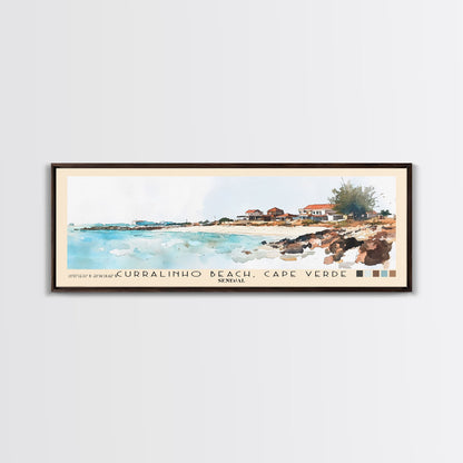 Curralinho Beach, Cape Verde, Senegal Watercolor Print, Vacation Gift, Senegal Wall Art, Beach Painting, Beach Decor, Large Wall Art, Wood Frame Art