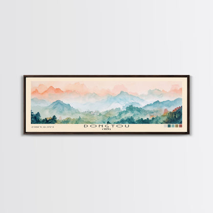 Dongtou, China Watercolor Print, Vacation Gift, China Wall Art, Beach Painting, Beach Decor, Large Wall Art, Wood Frame Art