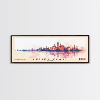 Herren Island, Germany Watercolor Print, Vacation Gift, Germany Wall Art, Beach Painting, Beach Decor, Large Wall Art, Wood Frame Art
