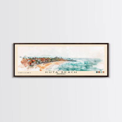 Kuta Beach, Indonesia Watercolor Print, Vacation Gift, Indonesia Wall Art, Beach Painting, Beach Decor, Large Wall Art, Wood Frame Art