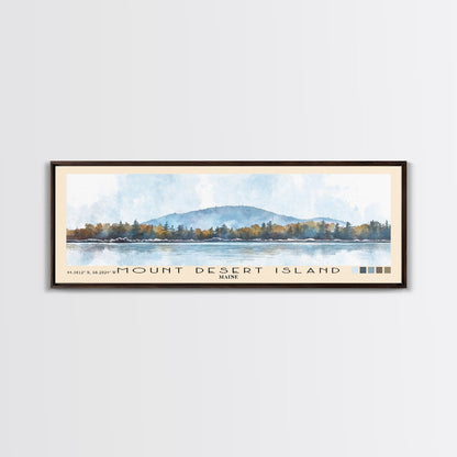 Mount Desert Island, Maine Watercolor Beach Print, Vacation Gift, Maine Wall Art, Framed Canvas Print, Framed Beach Painting