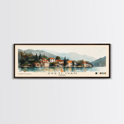 Sveti Ivan , Croatia Watercolor Beach Print, Vacation Gift, Croatia Wall Art, Framed Canvas Print, Framed Beach Painting