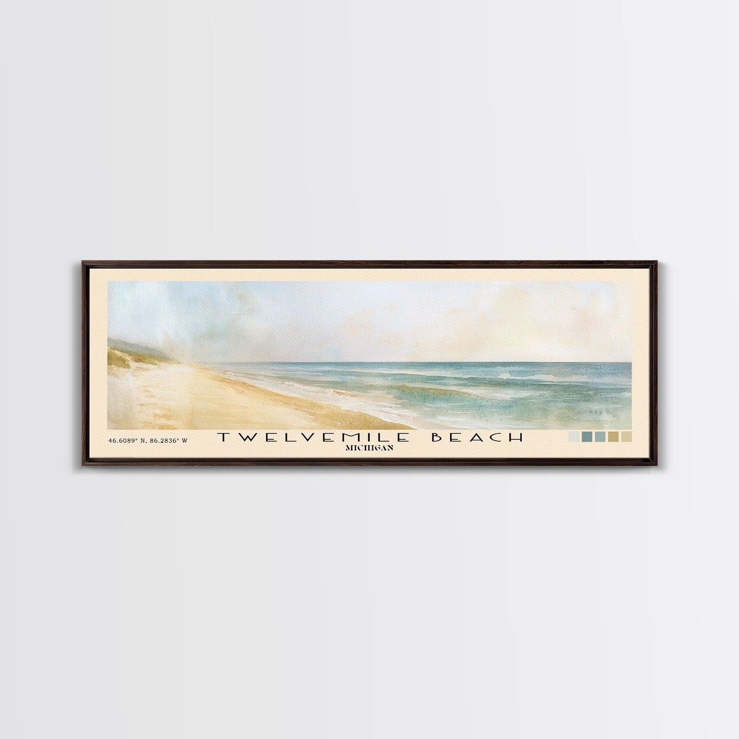 Twelvemile Beach, Michigan Watercolor Print, Vacation Gift, Michigan Wall Art, Beach Painting, Beach Decor, Large Wall Art, Wood Frame Art