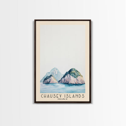 Chausey Islands, France Watercolor Beach Print, Vacation Gift, France Wall Art, Framed Canvas Print, Framed Beach Painting