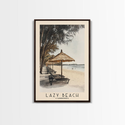 Lazy Beach, Cambodia Watercolor Beach Print, Vacation Gift, Cambodia Wall Art, Beach Painting, Beach Decor, Beach Painting