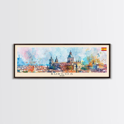 Burgos Spain Wall Art, Panoramic Travel Poster, Panoramic Framed Canvas Print, City Wall Art, Wall Hanging Home Decor, Travel Art