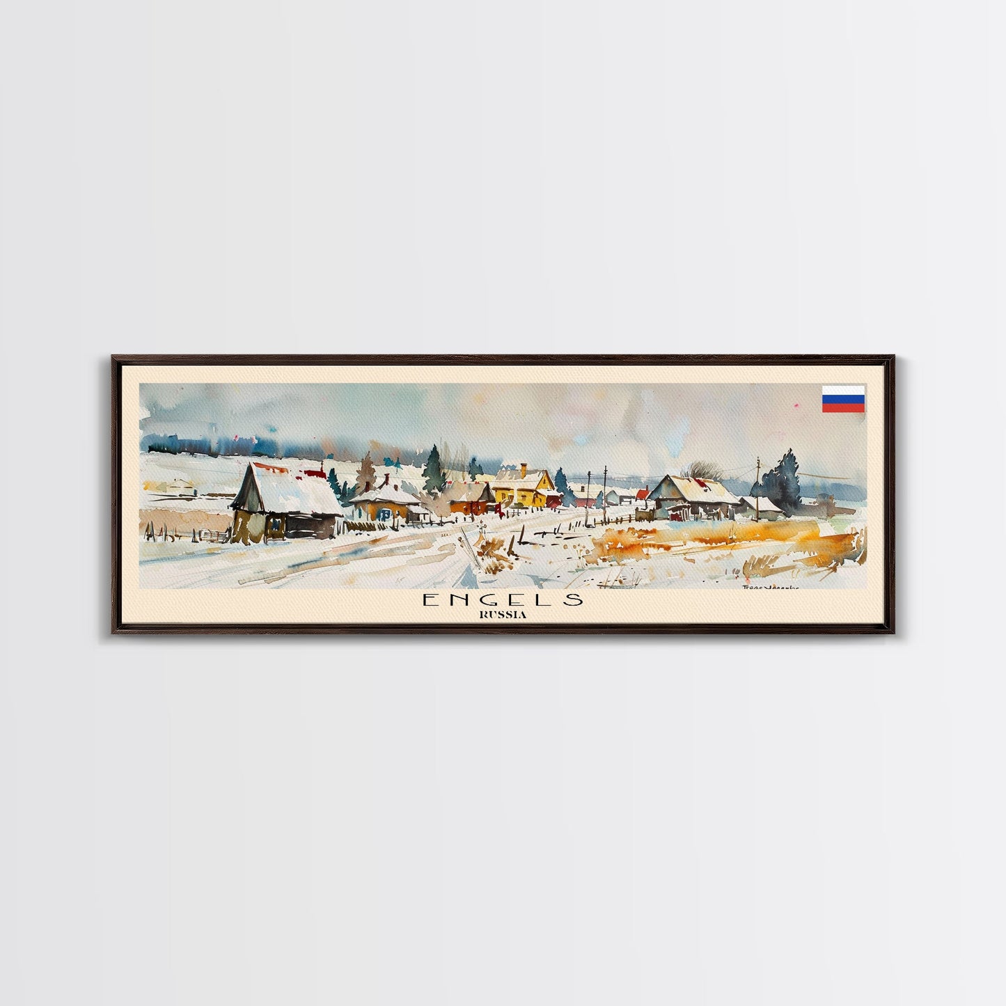 Engels Russia Panoramic Travel Poster, Framed Canvas Print or Metal Wall Art, Travel Art, Home Decor, Panoramic Painting, Midcentury Art