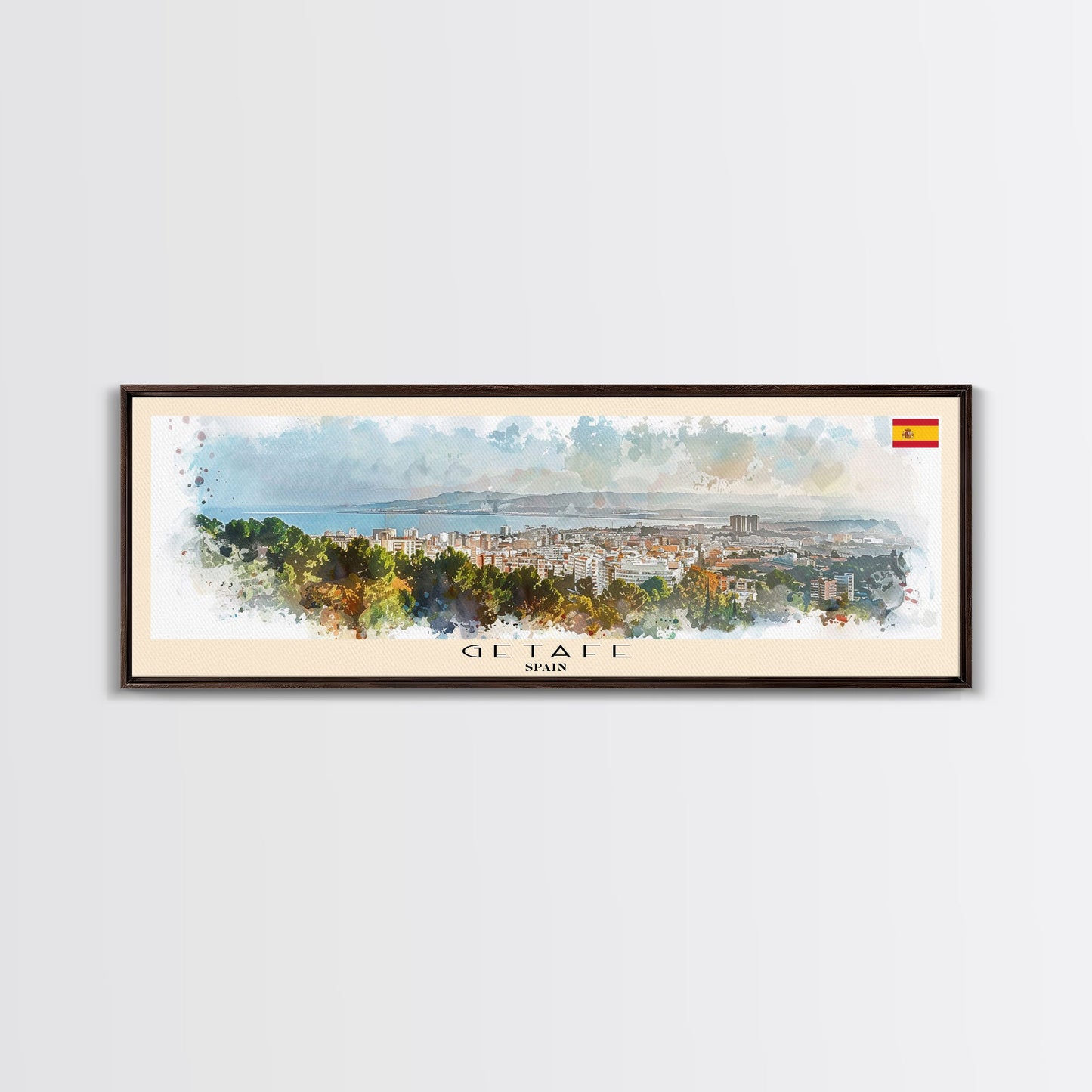 Getafe Spain Panoramic Travel Poster, Framed Canvas Print or Metal Wall Art, Travel Art, Home Decor, Panoramic Painting, Midcentury Art