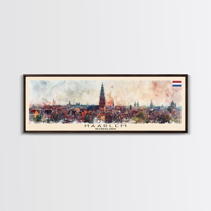 Haarlemmermeer Netherlands Panoramic Travel Poster, Framed Canvas Print or Metal Wall Art, Travel Art, Home Decor, Panoramic Painting, Midcentury Art