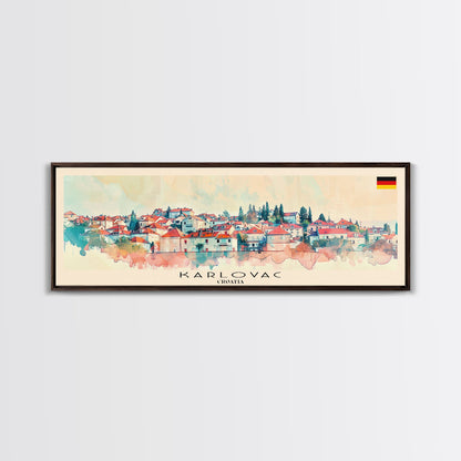Karlovac Croatia Travel Art, City Art, Framed Canvas Print or Metal Wall Art, Europe Travel Poster, Panoramic Wall Art, Extra Wide Wall Art