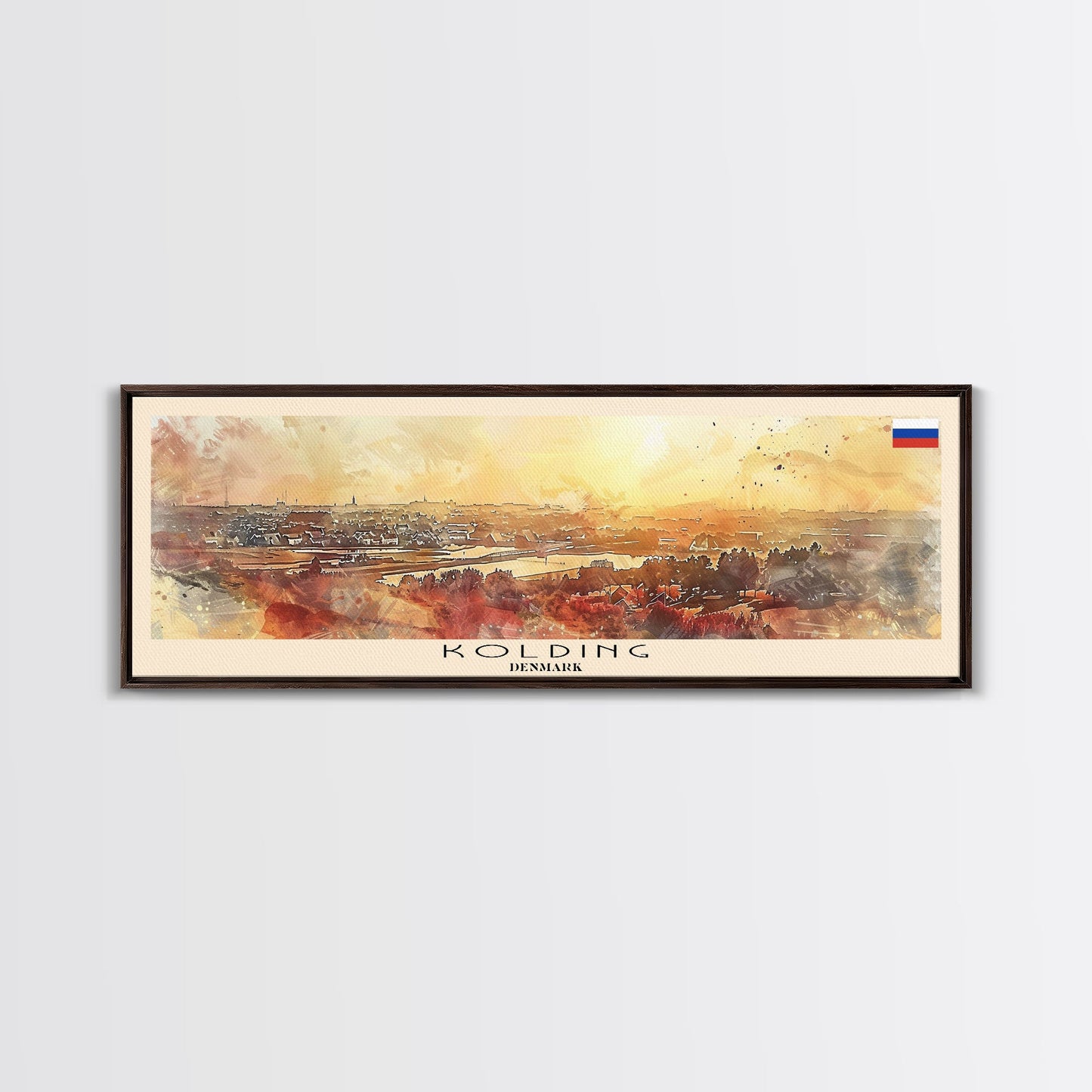 Kolding Denmark Travel Print Wall Art, Panoramic City Art, Travel Art, Wall Decor, Vacation Gift, Framed Canvas Print Or Metal Art
