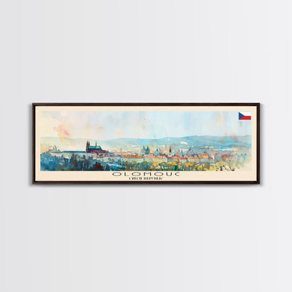 Olomouc Czech Republic Travel Art, City Art, Framed Canvas Print or Metal Wall Art, Europe Travel Poster, Panoramic Wall Art, Extra Wide Wall Art