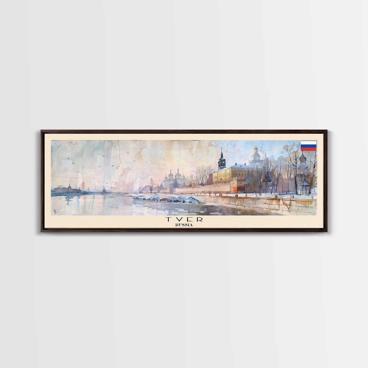 Reisekunst aus Twer, Russland, Stadtkunst, gerahmter Leinwanddruck oder Wandbild aus Metall, Europa-Reiseposter, Panorama-Wandbild, extra breites Wandbild