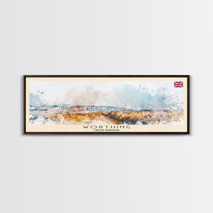 Worthing United Kingdom Wall Art, Panoramic Travel Poster, Panoramic Framed Canvas Print, City Wall Art, Wall Hanging Home Decor, Travel Art